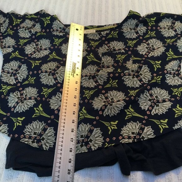 Meadow Rue Anthropologie Top Zane Layered Blouse Size Small Lined Navy Floral - Picture 7 of 7